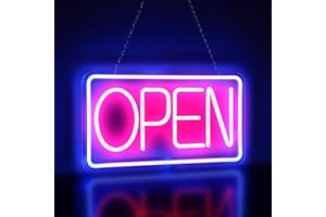 Rdutuok Enseignes ouvertes au néon à LED pour les entreprises, 42 x 22 cm, panneaux publicitaires ouverts lumineux, panneau d'affichage électrique alimenté par USB, luminosité réglable avec panneau d
