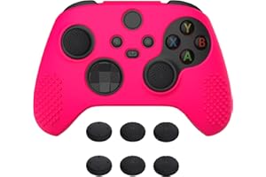 eXtremeRate PlayVital Cover Skin per Xbox Series X S Controller Joystick Custodia Protettiva Silicone Gomma Antiscivolo con 6 Copri Levette Analogiche(3D Borchiate Edizione)-Rosa Vivo