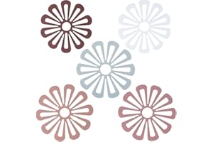SDFAA 5 Piezas Alfombrilla Salvamanteles Flores, Salvamanteles de Silicona, Posavasos de Silicona, Almohadillas Calientes de Flores Antideslizantes Duraderas Multiusos, para Mesa de Cocina (5 Colores)