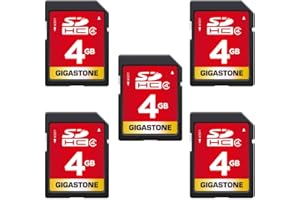 Gigastone SD Card 4GB 5-Pack, High-Speed 4GB SD Card Full HD Video Memory Card, Compatible with Canon Nikon Sony Pentax Kodak Olympus Panasonic Digital Camera, UHS-I SDHC
