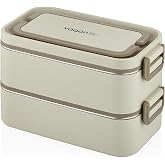 Beslenme Kutusu Paslanmaz &Ccedil;elik - 2000 ml &Ccedil;orba (Yoğurt) Kaseli 2 Katlı Yeni Nesil Sefer Tası Lunch Box (Bej)