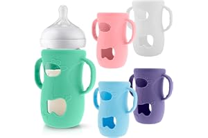 5 stycken nappflaskhandtag, silikon, silikonfodral för Avent Natural babyflaskor av glas, babyflaska, skyddande fodral, BPA-fri, tillbehör, ytterdiameter kompatibel med babyflaskor