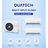 QUATECH Multi Split Klima 12.000 + 12.000 Btu/h | 1 Dış &Uuml;nite 24000 Btu/h A++ Enerji Sınıfı Duvar Tipi Inverter Klima