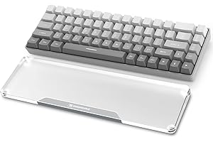 MAMBASNAKE Podkładka Pod Nadgarstek do Klawiatury 65% - Wrist Rest Laptop - Premier Clear Acryl - Antypoślizgowe Gumowe Nóżki - Do Compact 68 Key Klawiatury/Biura/Gier/Pisania/MacBook - Srebro