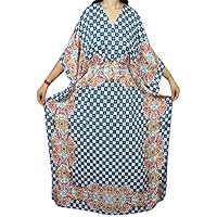 Mogul Interior Ladies Mummu Kaftan Dress Floral Printed Beach Coverup Evening Caftan One Size