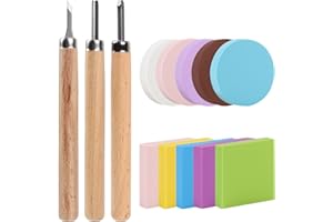 LALAGO Bloc de Gravure pour Tampons en Caoutchouc avec Gouges de Gravure, Kit de Démarrage pour Impression Sur Bloc, Fabrication de Tampons