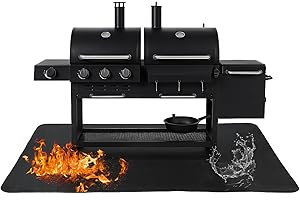 MDDK DY Tapis de Protection Barbecue Ignifugé 165×125 cm – Tapis de Sol en Fibre de Verre avec Revêtement en Silicone, Résistant à la Chaleur, Étanche et Anti-Huile pour Barbecue, Brasero et Plancha
