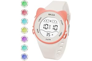 HMJIA zegarek dziecięcy i naszyjnik dla dziewczynek z motywem kota 3ATM wodoodporny z alarmem stoper lekki silikonowy pasek zegarek dziecięcy urodziny dla dziewczynek w wieku 3-12 lat