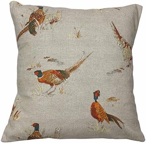 Country Animal Print Cushion Cover Stags Hare Cow Pig Pheasant Duck (16", Large Pheasants)