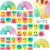 Purpledi Mini Smiley Springs - 36 Pezzi Spirale Arcobaleno , Mini Molla Arcobaleno Rainbow Spirali