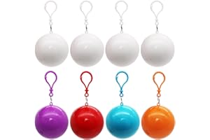 DUTWROY Rain Ponchos 8 Pack Transparent Emergency Raincoat Waterproof Rain Ponchos Ball with Keychain Hook for Camping Hiking Climbing