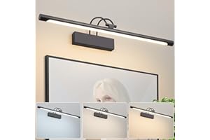 Actask LED Bathroom Mirror Light, Black Picture Lights for Wall with Switch IP44 270° Adjustable 60CM 3CCT 10W 750lm, Bathroom Lighting with Warm/Natural/White Light for Living Room Bedroom