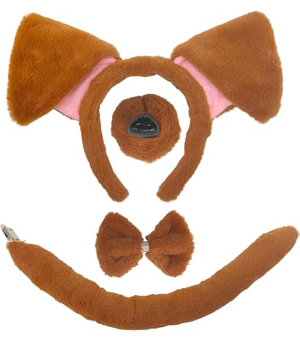 Hifot Ensemble de costume 5 pièces pour chiot - Accessoires de costume pour animal - Oreilles de Hifot Ensemble de costume 5 pièces pour chiot - Accessoires de costume pour animal - Oreilles de