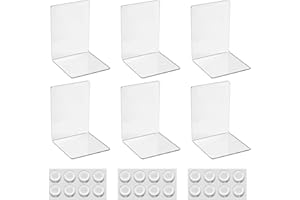 HAOYULUO 6 Stück Transparente Buchstützen aus Acryl,Buchstützen-Set mit rutschfesten Aufklebern.Geeignet für Schreibtischorganisation, transparente Dekoration, Fotodisplay.