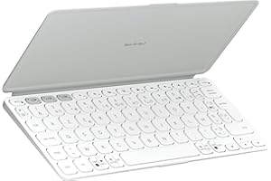 Logitech Keys-to-Go 2, Clavier Bluetooth Portable pour Tablette avec Coque intégrée, Clavier sans Fil Ultra-Mince pour Windows, Android, Linux, iPad, iPhone, Mac, Apple TV, Français AZERTY-Gris Clair