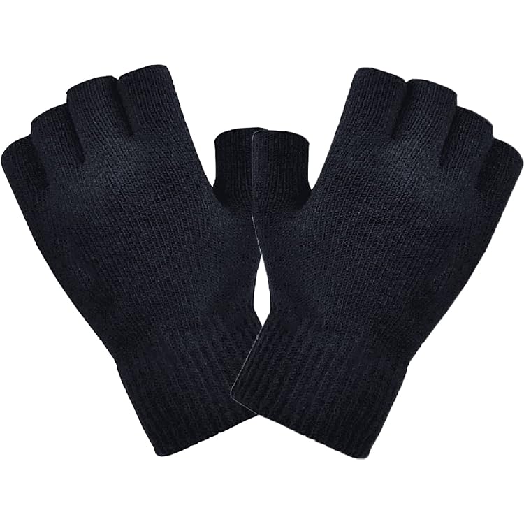 Lot De 6 Paires De Gants Demi-doigts D'hiver - Tricot Acrylique, Taille Unique - Pour Vélo, Travail, Extérieur