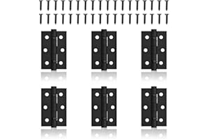 HEEDPEIUR 6 Pcs Black Matt Black Hinges for Door & Cabinet - 2 Inch Butt Hinges, Silent Stainless Steel, 36 Screws, 50 * 40mm