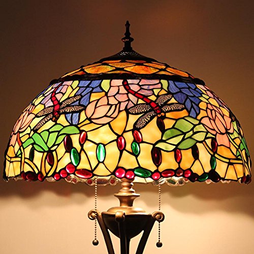 Tiffany 18-Zoll-europäische klassische Glas Dragonfly Stehlampe, Wohnung Wohnzimmer Gartencafé Stehleuchten - 2