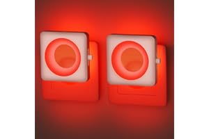 Feliigo 2 Pcs Rouge Veilleuse Enfants LED Automatique, Veilleuse avec Capteur de Crépuscularité, Veilleuse bébé avec Prise de Courant pour le Couloir, la Cuisine, la Salle de Bain（Rouge