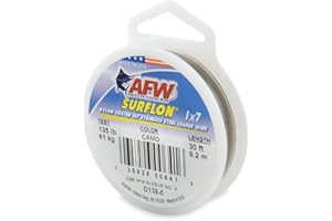 American Fishing Wire Surflon Nylon Coated 1x7 Stainless Steel Leader Wire - Fishing Leader Line for Saltwater, 10lb Test - 250lb Test in Bright, Black, Camo in 30ft, 100ft, 300ft and 1,000ft Lengths