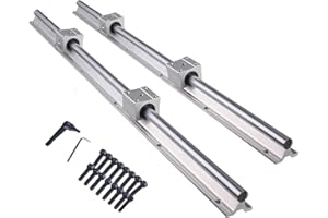 BEVDICNC Szyna liniowa SBR12 1000 mm, 2 sztuki, srebrna, prowadnica liniowa z 4 blokami łożyskowymi SBR12UU, nierdzewna szyna łożyska liniowego z nawierconymi otworami do drukarek 3D DIY i maszyn CNC