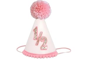 BACH AND BOUJEE Half Birthday Hat Pink 1/2 Birthday Hat Crown Half-Year-Old Decoration Party Supplies