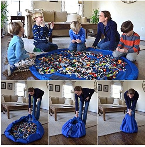 Große Kinder Spielzeug Aufbewahrungstasche Play Matte Durchmesser 150 cm blau