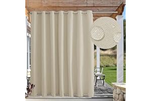 FICARICO Outdoor Vorhang Wasserdicht Winddichte Outdoor Vorhänge Wetterfest mit Ösen Oben und Unten, Sonnenschutz Blickdicht Outdoor Vorhang für Pavillon Garten, 1 Stück, Biscotti Beige, B264xH245cm