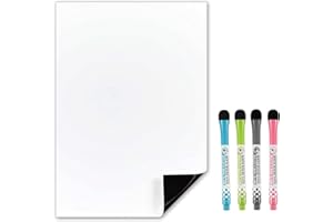 THE MAGNET SHOP TMS A4 Magnetic Whiteboard for Fridge | Kitchen White Board with Dry Wipe Pens for Memos, Notes or Reminders | use as Notice Board, Weekly Meal Planner or to Do List