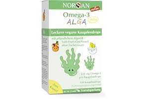 ‎NORSAN NORSAN Omega 3 ALGA JELLY 45 hochdosiert 120 Stück - Omega 3 vegan hochdosiert 220mg pro Kaugeleedrops - veganes Algenöl mit EPA & DHA - mit Tutti-Frutti-Geschmack