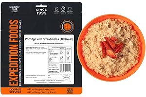EXPEDITION FOODS EXPEDITIONFOODS.COM EXPEDITION FOODS Porridge with Strawberries (Double Serving / 1000KCAL) | Freeze-Dried Camping & Hiking Food