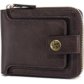 FuninCrea Wallets for Men, Men's Wallets with Zip and Buckle, Multiple Compartments Coin Purse Men Small with ID Windows for
