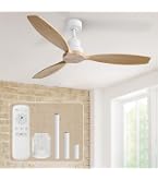 Ventilatore Da Soffitto Con Luce ZMISHIBO Da 132 Cm, Motore DC Silenzioso, 6 Velocità, 3 Temperature Colore (3000K/4000K/6000K), Telecomando, Pale Reversibili Marrone/legno