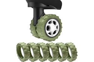 AmiCera Suitcase Wheel Protectors, 8 Pcs Off Road Luggage Wheel Covers, Luggage Accessories, Silicon Meterial Noise Reduction Anti Scratch, Suitcase Wheel Covers, Avocado Green