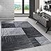 Produktbild Modern designer Teppich für Wohnzimmer kariert Vintage Schwarz Weis Grau 8001, Maße:80x300 cm