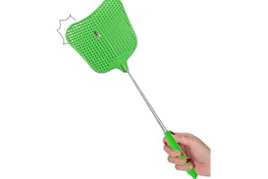 JIEYUCHU Fliegenklatsche, Fliegenklatsche Ausziehbar, Fly Swatter, Edelstahl Fliegenklasche Pest Control, Für Verwendet, Um Fliegen, Wespen, Mücken Und Andere Insekten Abzuwehren, Grün