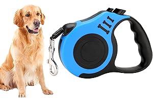 DGOSPSTIME Laisse pour Chien Rétractable 5 mètres avec Poignée Confortable,Laisse Chien Crochet en Métal Solide Rotatif à 360°, Laisses Rétractables Chien, Laisse Télescopique Chien Enrouleur pour Petits Bleu