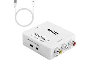 GELRHONR GRLRHONR Konwerter HDMI na RCA, 1080p HDMI na CVBS, adapter audio wideo, obsługuje PAL/NTSC, do PC, laptopa, Xbox, HDTV, DVD, biały