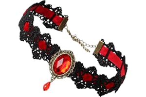 UNVOJL Gothic Lace Choker Necklaces Rhinestone Collar Choker Punk Lace Necklace Choker Vampire Choker