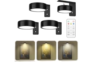 LIXSTYEA 3 Stück Bilderleuchte Kabellos - mit Fernbedienung, 3 Lichtfarbtemperaturen, einstellbare Lichthelligkeit, LED Magnetisches akku wandleuchte, Picture Lights for Wall（Drei Farben）