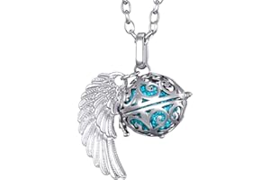 Morella Catenina Donna Angelo Custode in Acciaio Inox 70 cm con Ciondolo ad Ali di Angelo e Sfera zirconi Ø 16 mm in Sacchetto di Velluto