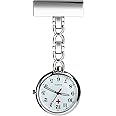 WIOR Nurse Lapel Pin Watch Hanging Medical Doctor Pocket Watch Quartz Movement Nurses Watch for Graduation Xmas Birthday Mothers Day, Silver, Quartz Movement