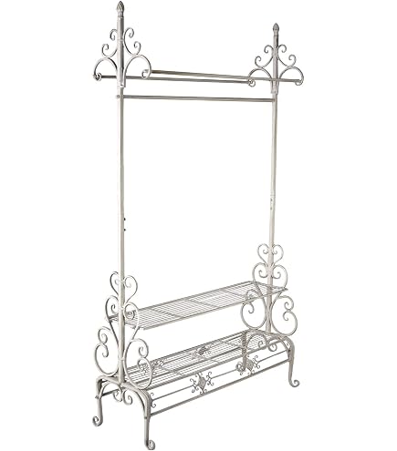 Portant Penderie à Vêtements Loywe En Métal Robuste - Cintre Autoportant Multifonction Avec Planche Du Haut, 146 X 120 X 60 Cm Blanc LW3508W
