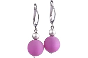 Adi Modeschmuck Ohrringe 'Mara', leichte Klappbrisur mit einer Polaris- und einer metallic lackierten Acrylperle in vielen attraktiven Farben, handgefertigt in Berlin