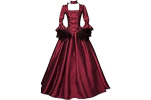 FunAloe Adult Halloween Costume Ladies Corset Dress Medieval Maxi Dress Victorian Ball Gown Gothic Plus Size Vintage Cosplay Renaissance Costumes Princess Dress for Women Party Eveing Prom