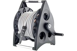 Claber Kiros Kit, dévidoir Mural en Aluminium et Plastique avec Tuyau et Lance d'arrosage