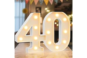 Ledido Warm & Cold White LED Light Numbers for Happy Birthday Decoration, Party Decoration, Wedding Decoration, Light Signs for Bar Birthdays, Battery Operated, Desktop Wall Table Decoration (Number