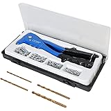 CCLIFE Rivettatrice Manuale Professionale, Pistola per Rivetti Spararivetti, Set Rivetti Alluminio con 60 pezzi e 4 Dadi 2,4 