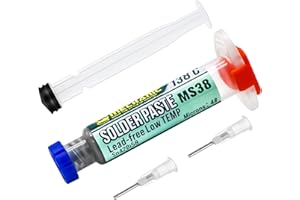 JOYSAL Pasta saldante Sn42 Bi58 smd, pasta saldante senza piombo con 2 strumenti dosatori e barre di spinta, nessuna pulizia necessaria, bassa temperatura 138°C, per BGA SMT stagno (20g)