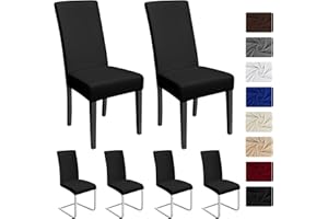 BalladHome Fundas para Sillas 6er Set Fundas Sillas Comedor Cubiertas para Sillas Funda para Silla Desmontable Muy Fácil de Limpiar, Duradera para Diferentes Ocasiones (Paquete de 6, Negro)-J